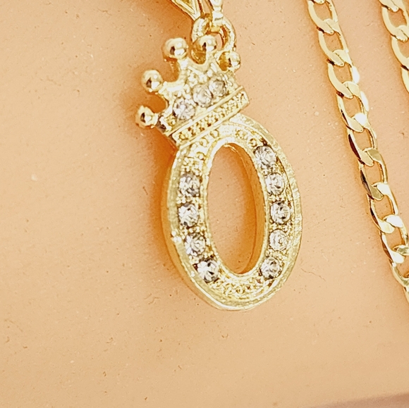 O Initial  Necklace 14k Gold Plated - Picture 1 of 4